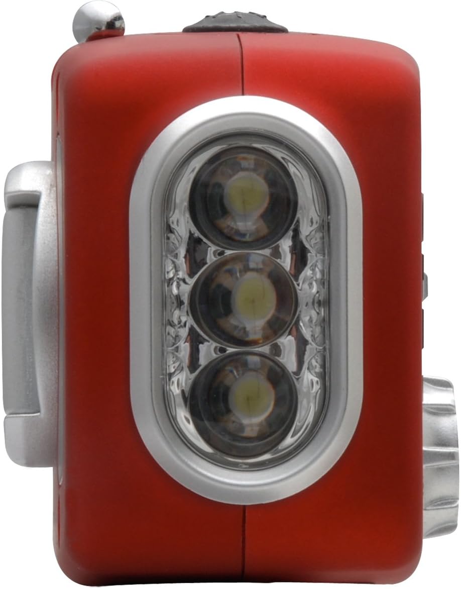 Etón American Red Cross FR160 Microlink Self-Powered AM/FM/NOAA Weather Radio with Flashlight, Solar Power and Cell Phone Charger (Red), ARCFR160WXR