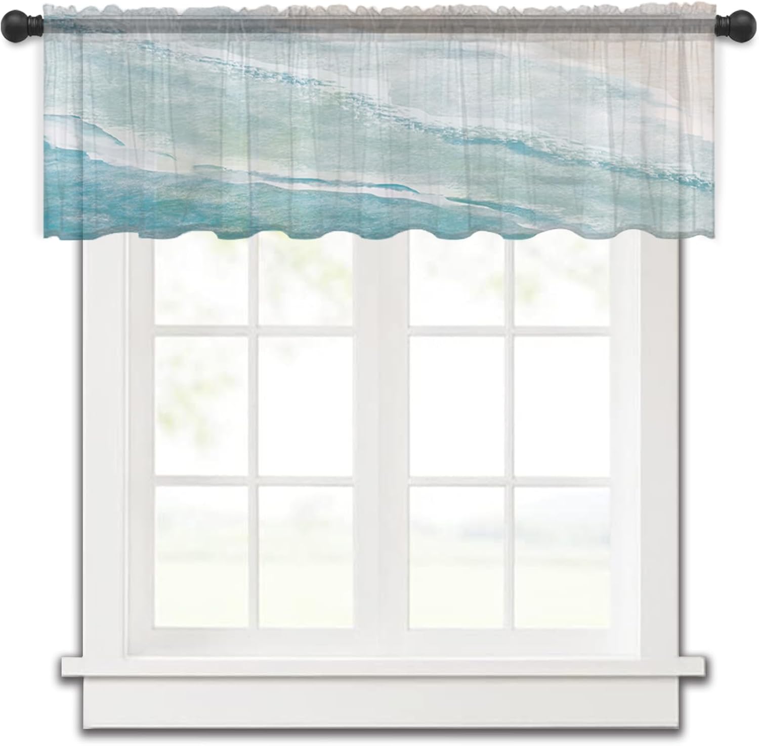 Pinroote Summer Beach Sheer Valance, Ocean Coastal Light