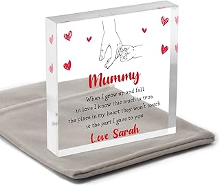 Mummy I Love You Gifts From Son Daughter Baby, Personalised First Mothers Day Presents For Mummy, Mummy and Son, Mummy and Daughter, With Grey Bag