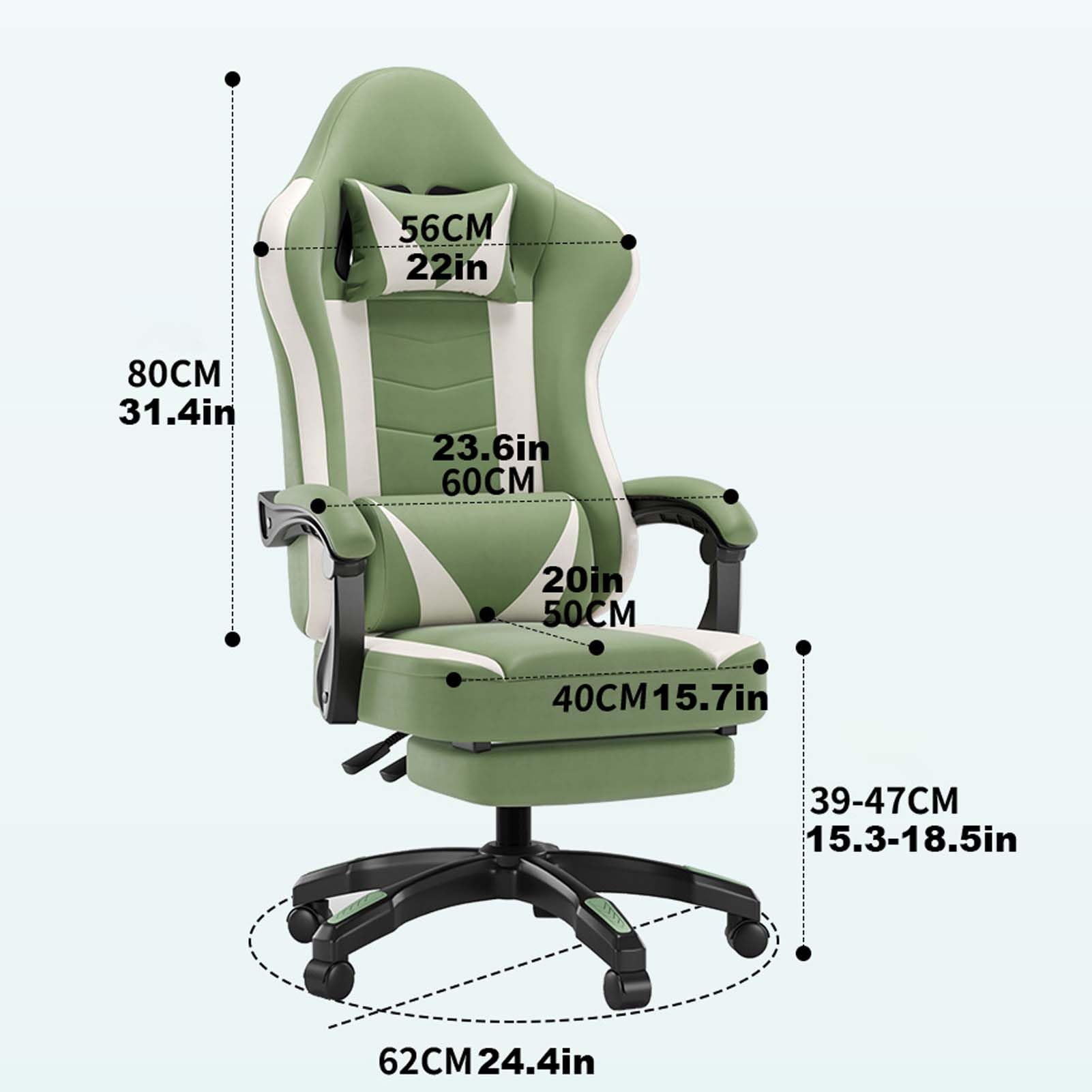 Ergonomiczne krzesło biurowe – regulowana wysokość, wyściełane siedzisko i oparcie, obrotowe kółka, krzesło komputerowe do nauki, gier, toaletki lub stacji roboczej