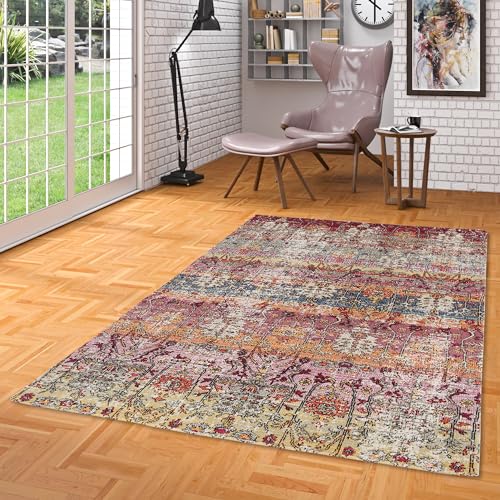 Pergamon Vintage Zoe - Tapis de Designer Moderne - Ethno Multicolore Dégradé - 5 Tailles
