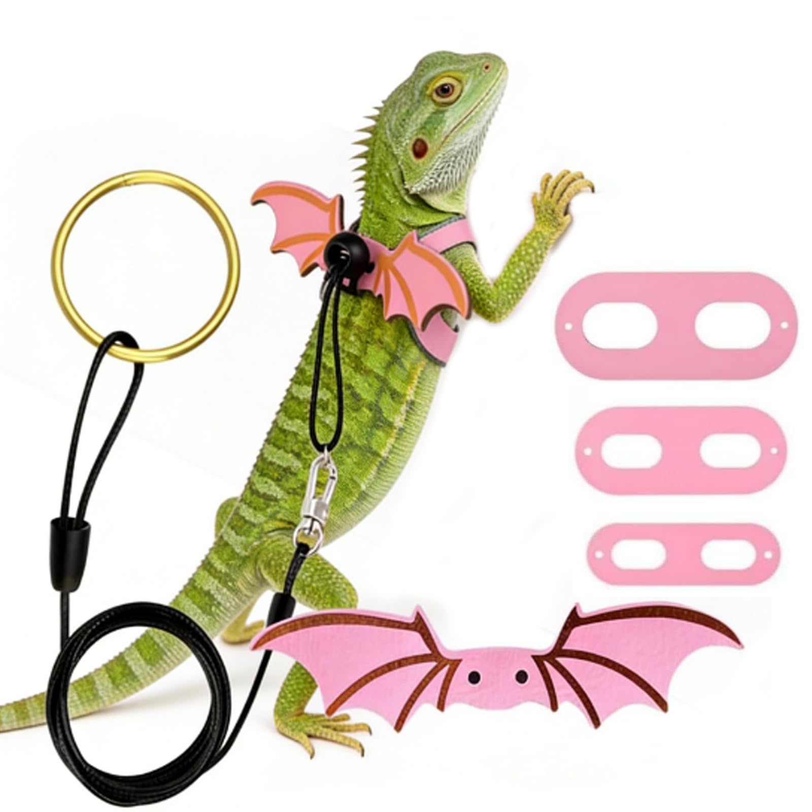 Bearded Dragon Harness, Bearded Dragon Accessories, Comfortable Leopard Gecko Accessories with Wing and Leg Openings for Daily Outdoor Activities and Travel Adventures (Pink)