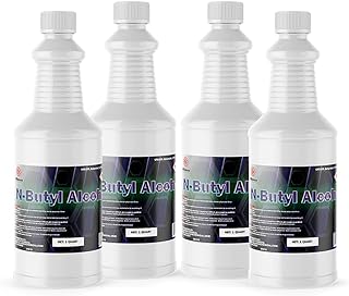 N-Butyl Alcohol - 1 Gallon - (4) 32 FL Oz Bottles w/Reusable Leak and Evaporation Proof Seals - Solvent for Paints, Lacquers, Varnishes, Resins, Gums, Vegetable Oils - Alliance Chemical