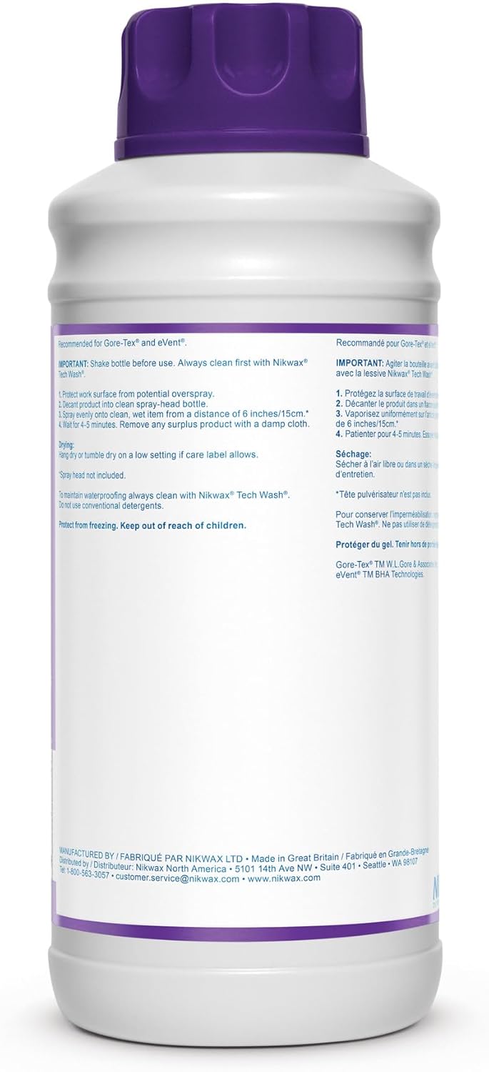 Nikwax TX.Direct Spray-On Waterproofing, 1000ml Refill, High Performance Waterproofing Renewal Treatment Restores DWR Water Repellency in Jackets, Outerwear, Rain, Ski and Snow Gear
