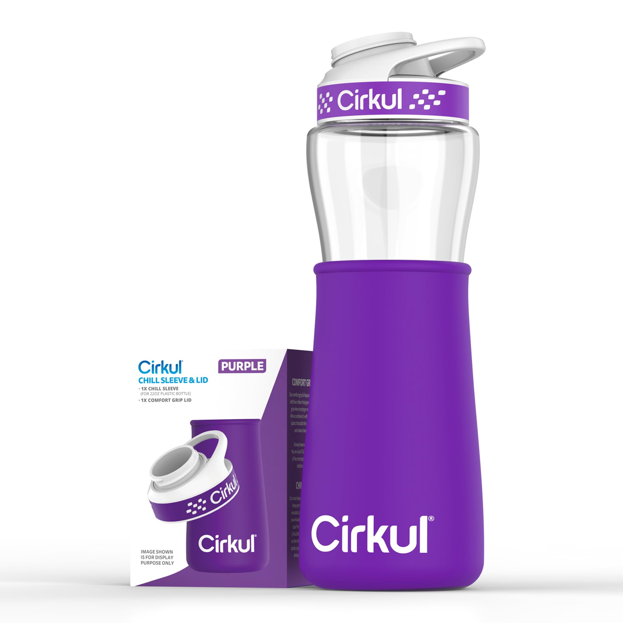 CirkulPurple Chill Sleeve and Purple Lid for 22oz. Plastic Bottle