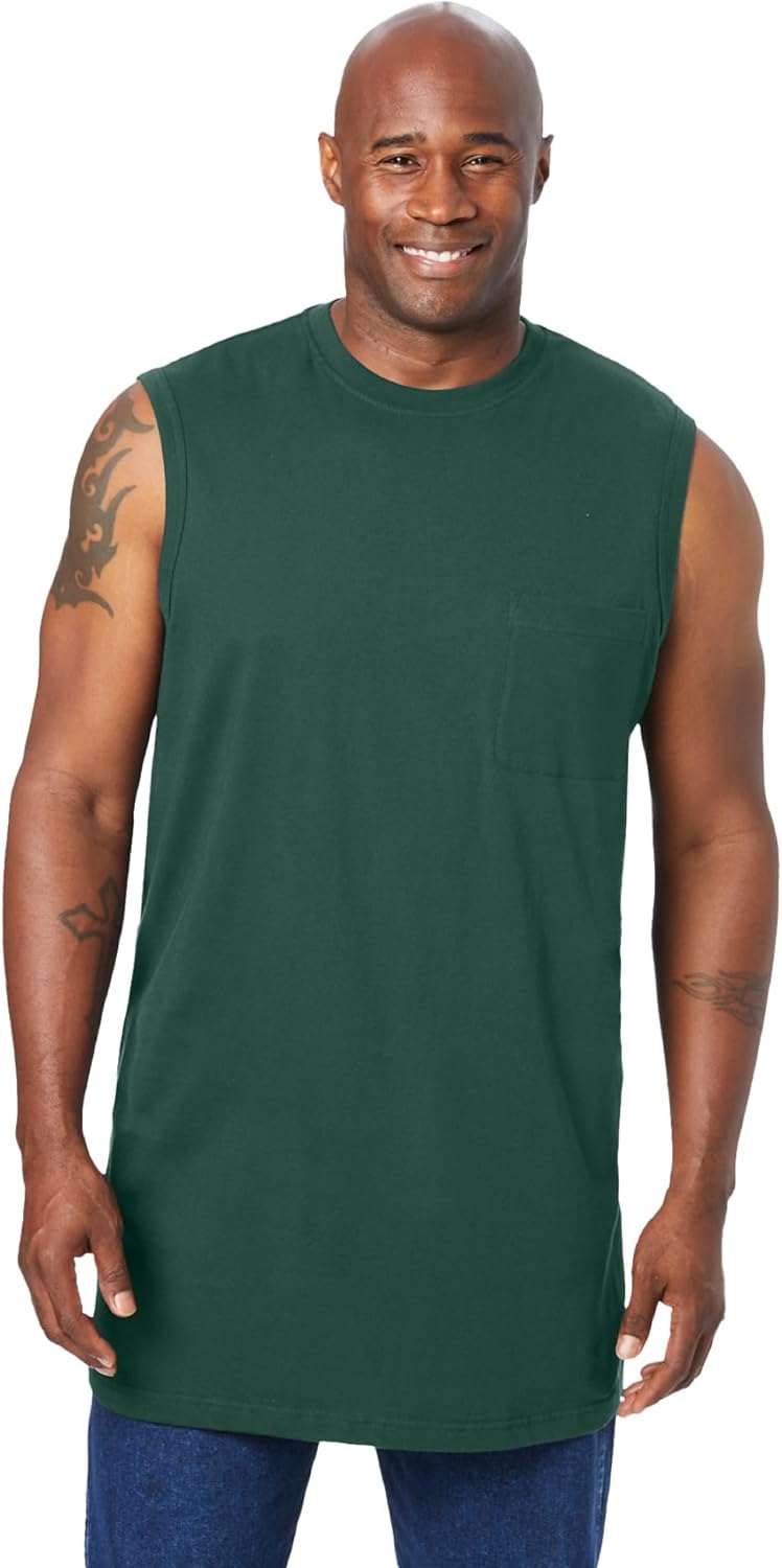KingSize Men's Big & Tall Shrink-Less Longer-Length Lightweight Muscle Pocket Tee