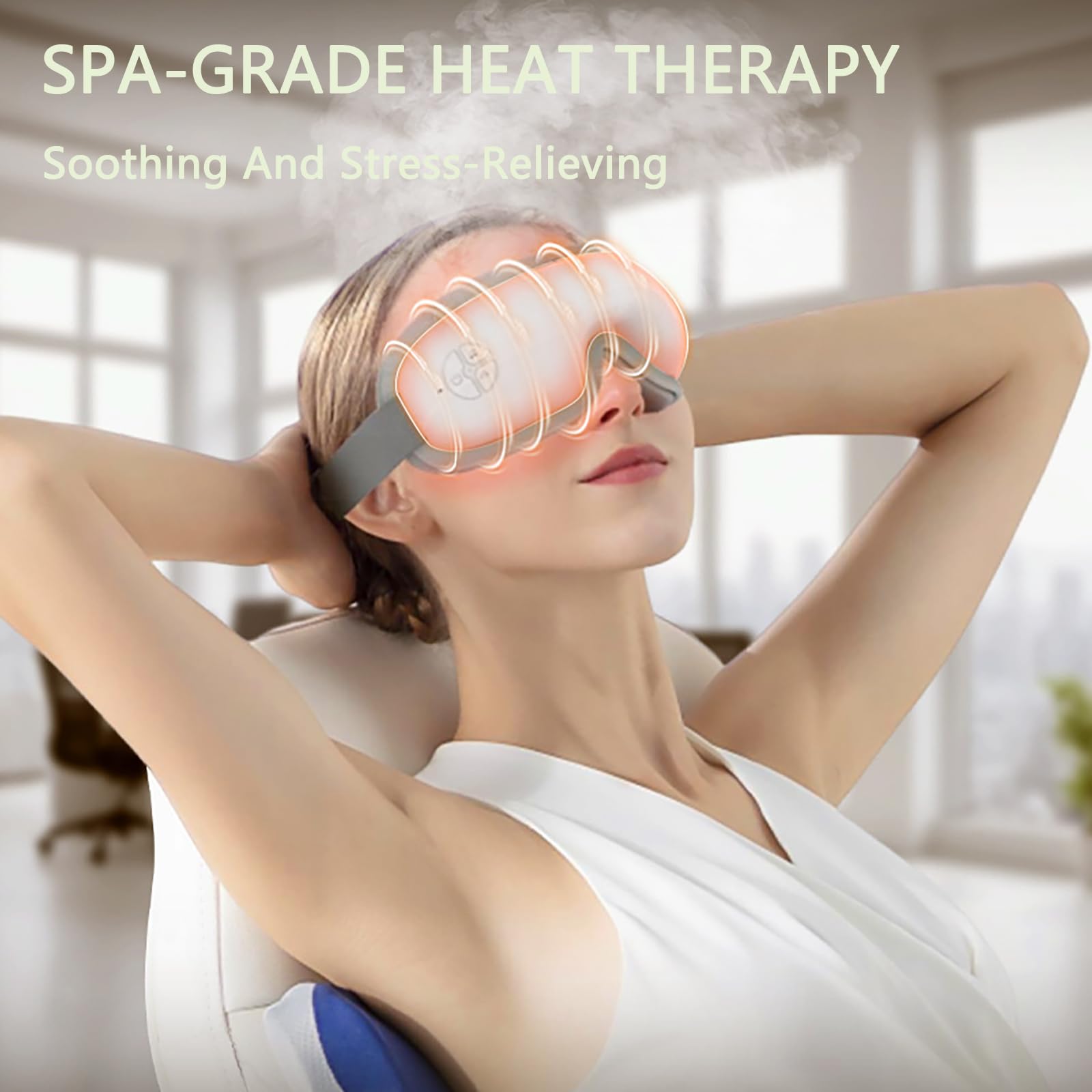 Eye Massager with Heat & Bluetooth Music,4-in-1 Eye Massager,Rechargeable Heated Eye Mask for Sleeping, Face Massager, Smart Sleep Eye Mask,Valentines Gifts for Women Men