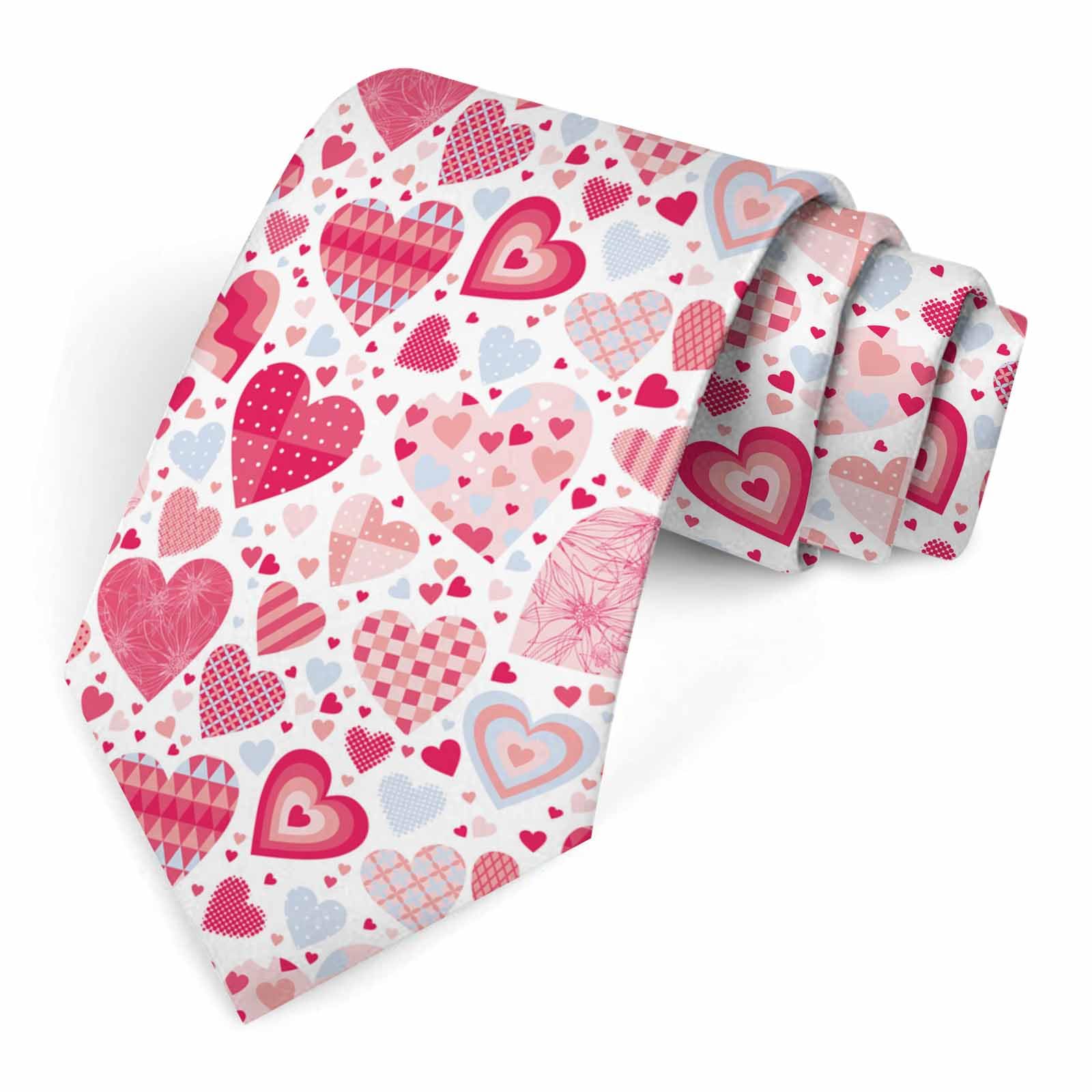 Muntayson Unisex Valentine Hearts Men's Ties Men Novelty Neckties Fashion Neck Tie For Women