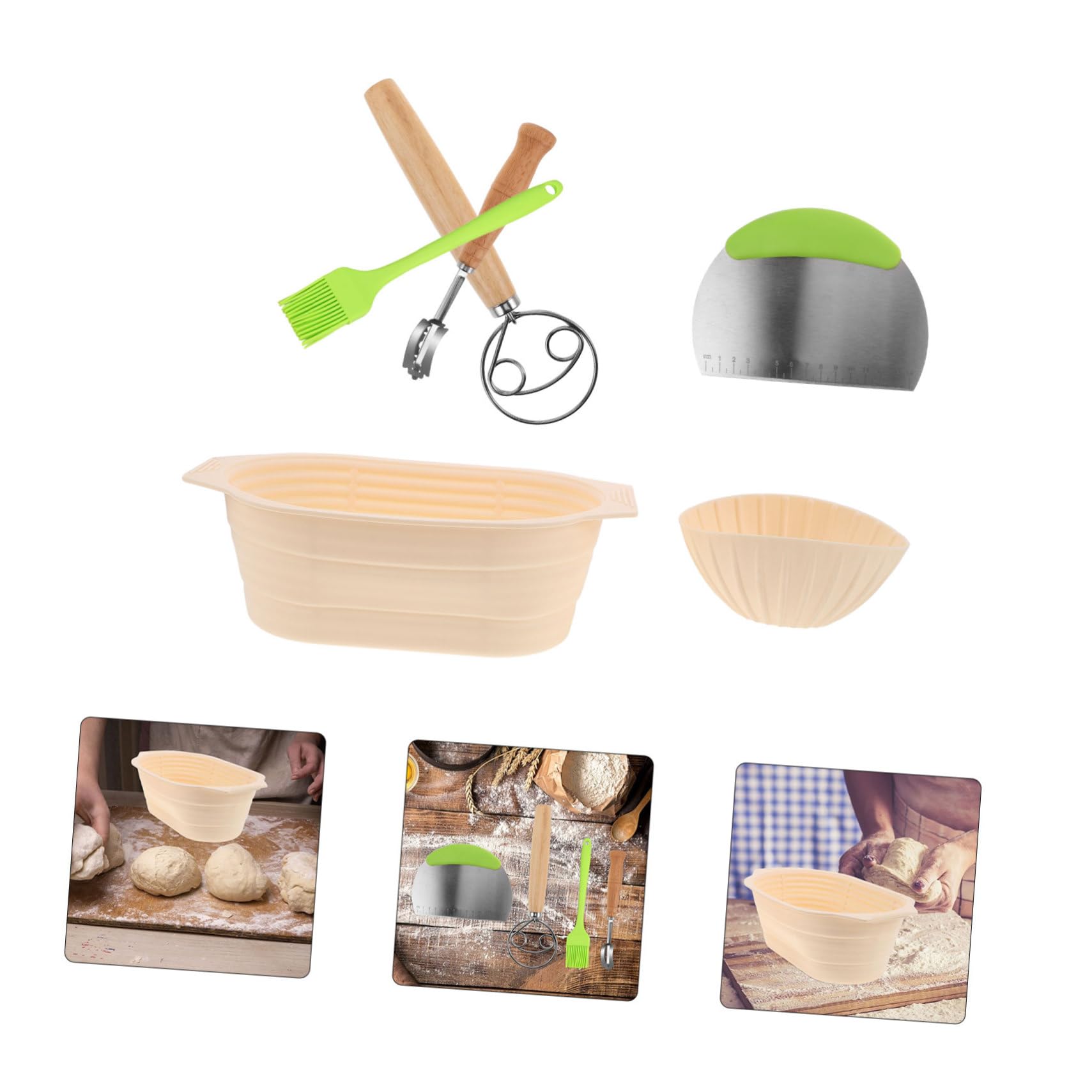 Cesta Banneton Redonda de Silicona, 1 Juego Plegable | Gran Capacidad, Acero Inoxidable y Accesorios Incluidos para Fermentar y Hornear en Casa
