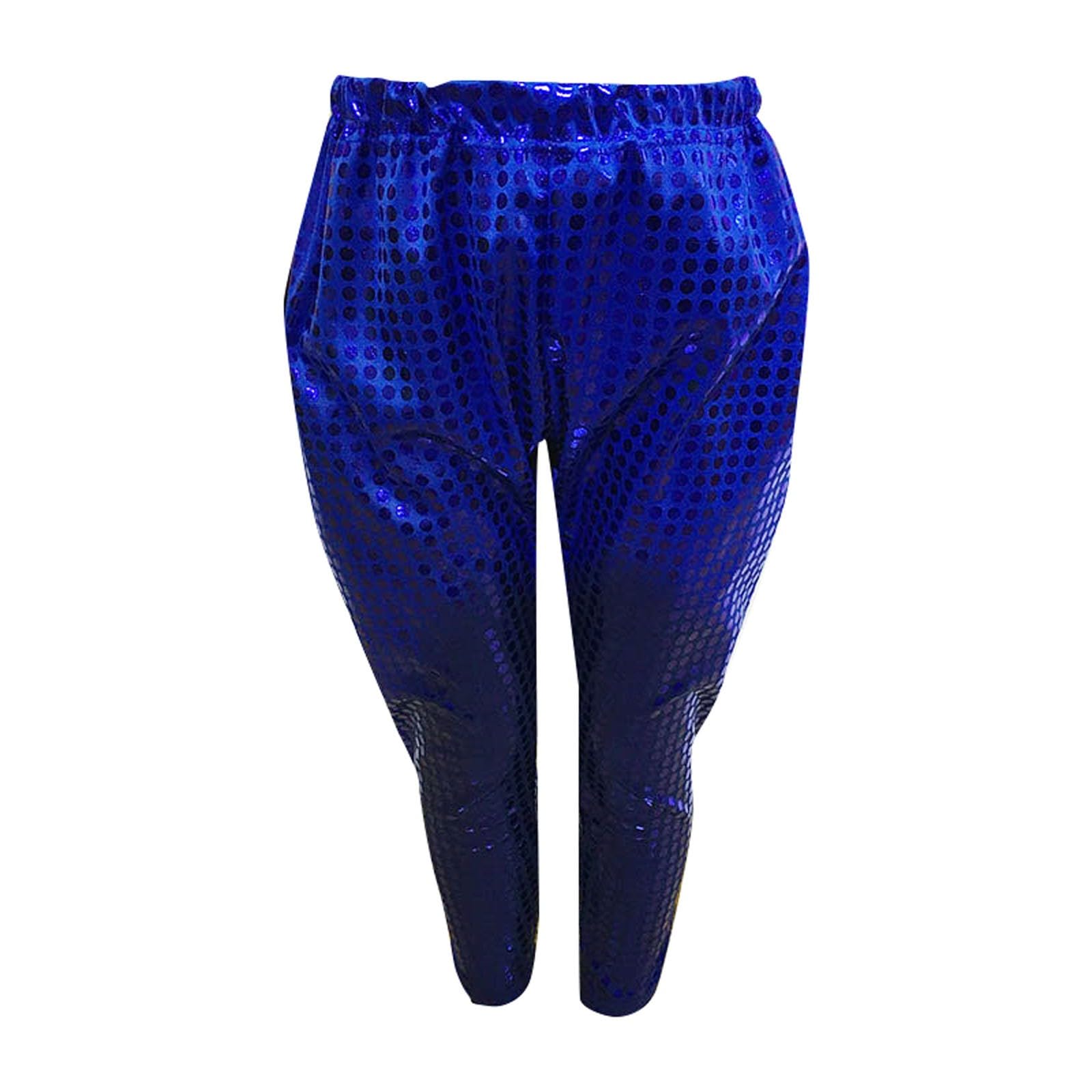 Kids Girls Boys Harem Pants Solid Glitter Sequins Hip Hop Dance Pants Elastic Waist Loose Trousers (Blue, 18-24 Months)