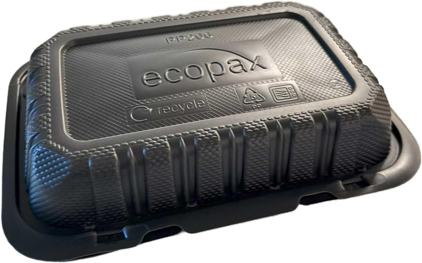 Ecopax Black MFPP Hinged Container, 9.25 x 6.5 x 2.25