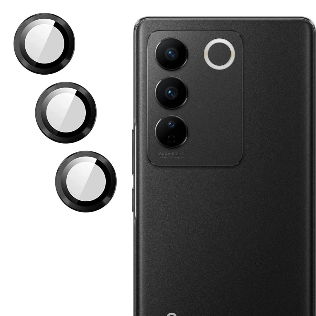 TECH KONNECT Vivo V27/V27 Pro Camera Lens Protector, Scratch Proof Camera Glass Protector, Air Bubble Proof, Camera Ring Clear Lens Protector Film Cover with Metal Ring, Easy Installation (Pack of 1)