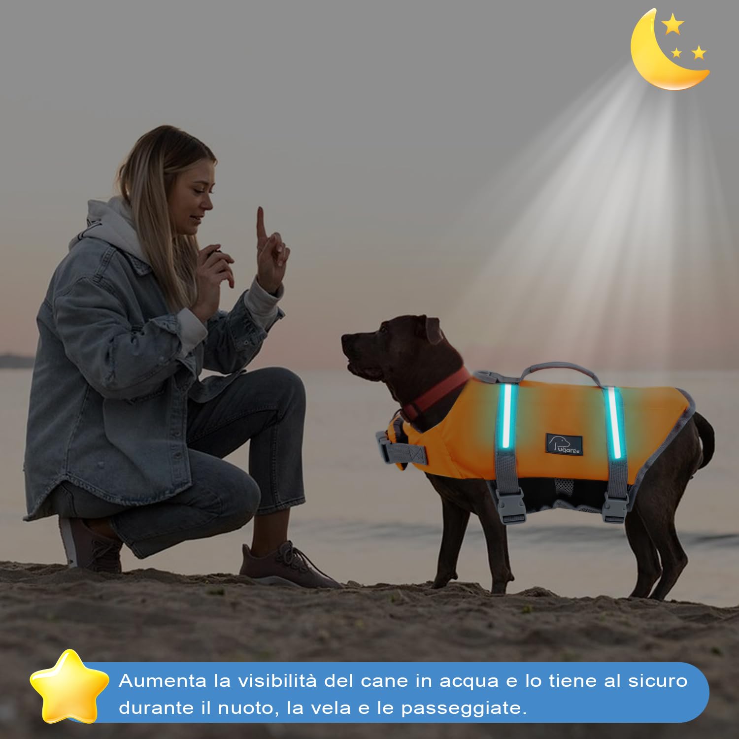 Voarge Chaleco salvavidas para perros, chaleco salvavidas para mascotas, para perros, tamaño ajustable con fuerte asa de natación y rescate naranja, XS (XL)