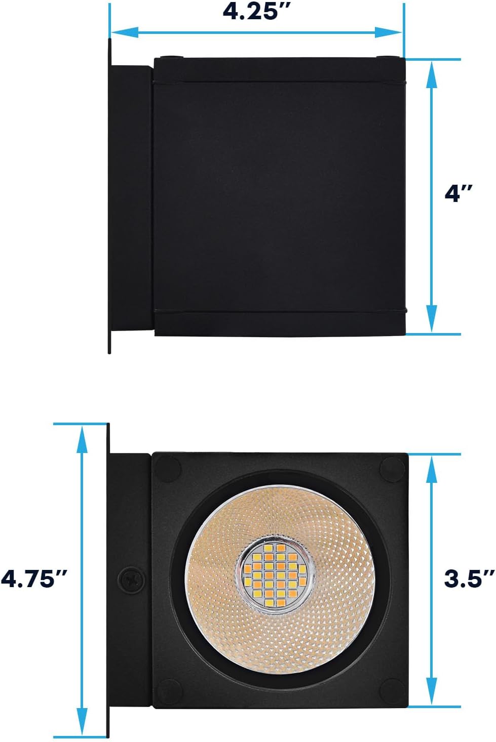 LUXRITE Outdoor LED Cube Wall Light, Modern Up Down Wall Sconce, 3CCT 3000K 4000K 5000K, 18W, Anti-Rust Aluminum, IP65 Waterproof, ETL Listed, Exterior Light Fixture for Porch, Garage, Patio
