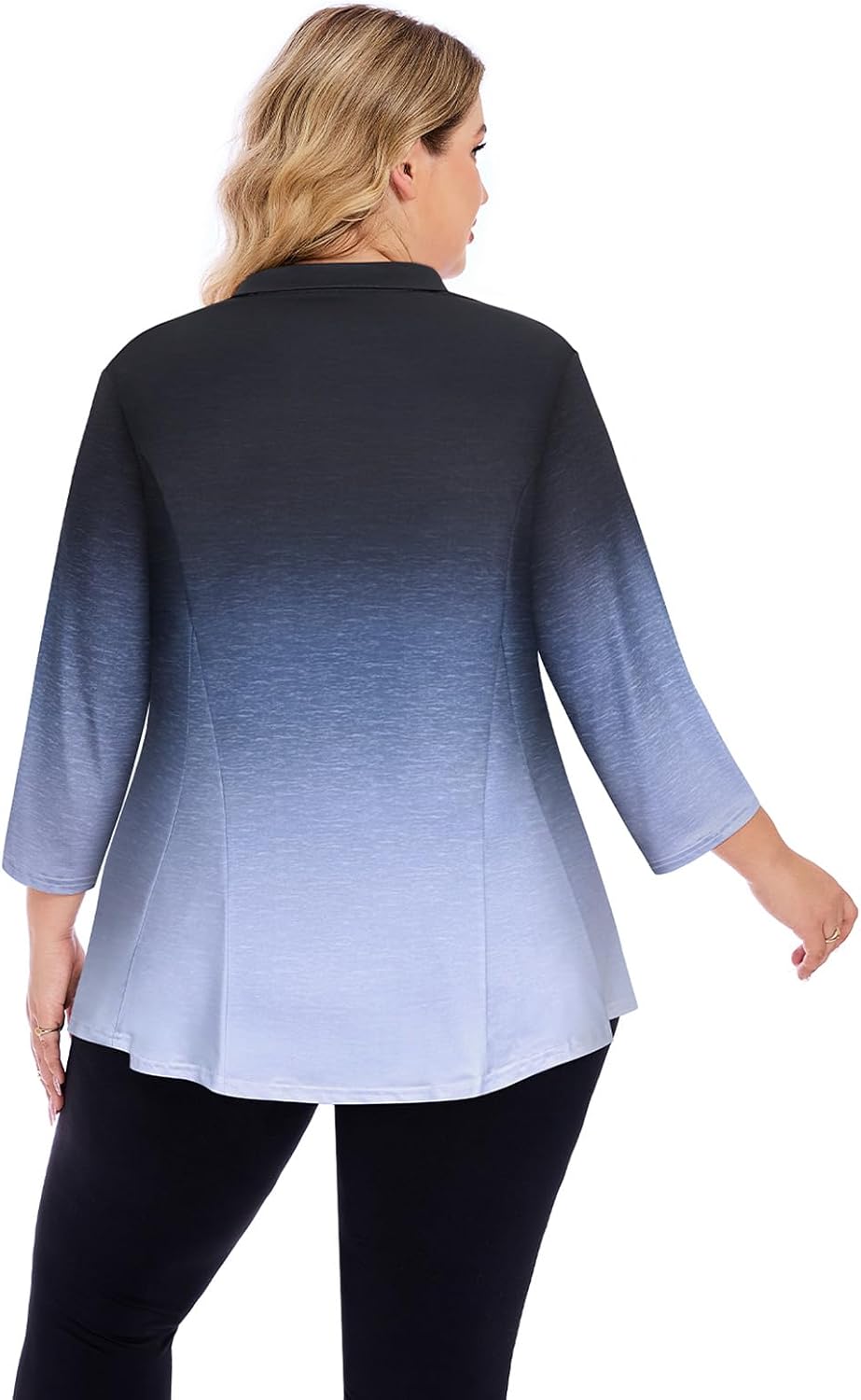 Plus Size Golf Polo Shirts for Women 3/4 Sleeve UPF 50+ Quarter Zip Pullover Quick Dry Athletic Workout Tops XL-5XL