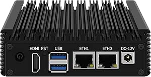 HUNSN Micro Firewall Appliance, Mini PC, pFsense, Mikrotik, OPNsense, VPN, Router PC, Intel Celeron J4105, RJ12, AES-NI, 2 x Intel 2.5GbE I226-V LAN, RST, HDMI, 2 x USB3.0, 4G RAM, 128G SSD