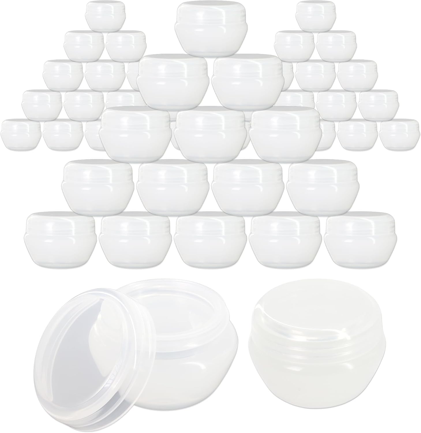 Beauticom 20G/20ML White Frosted Container Jars with Inner Liner for Scrubs, Oils, Salves, Creams, Lotions, Makeup Cosmetics, Nail Accessories, Beauty Aids (48 Pieces)