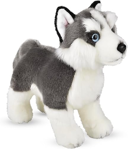 Forest & Twelfth Perro de peluche de pastor australiano de pie de 12 pulgadas, réplicas de animales de peluche realistas para niños y amantes de las