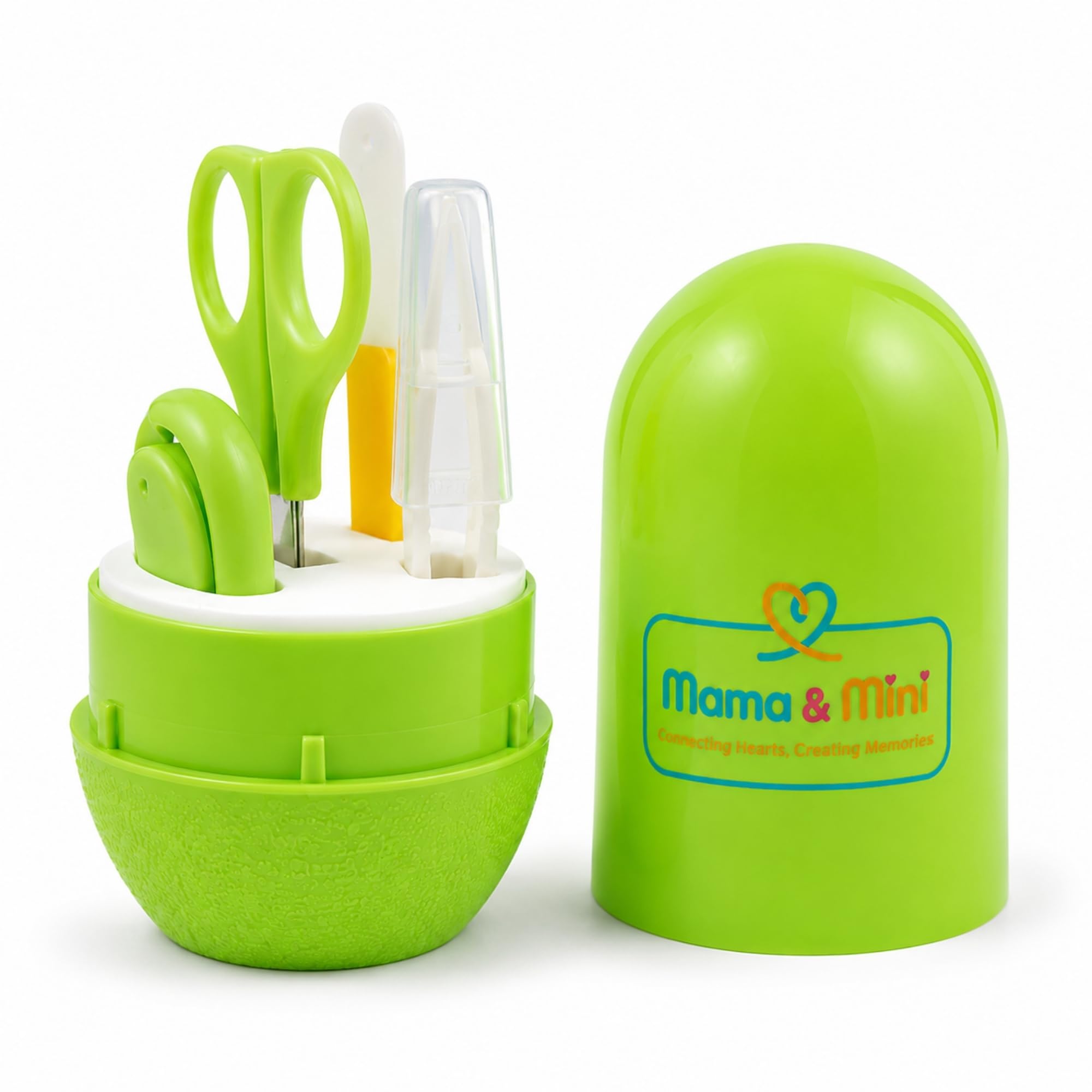 Mama & Mini Complete Baby Grooming Kit for Newborns, Infants & Toddlers (0M+) | Baby Nail Clipper, Rounded-Tip Safety Scissors, Nail Filer & Tweezers | Safe & Painless Manicure Pedicure Set | BPA-Free, Non-Toxic | Portable Baby Care Kit with Travel-Friendly Case | Green-image-20