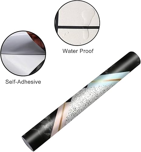 Miniatura 4 de Juego de envoltorio de vinilo autoadhesivo para refrigerador, diseño geométrico de mármol con triángulos texturizados, mural para puerta, adhesivo