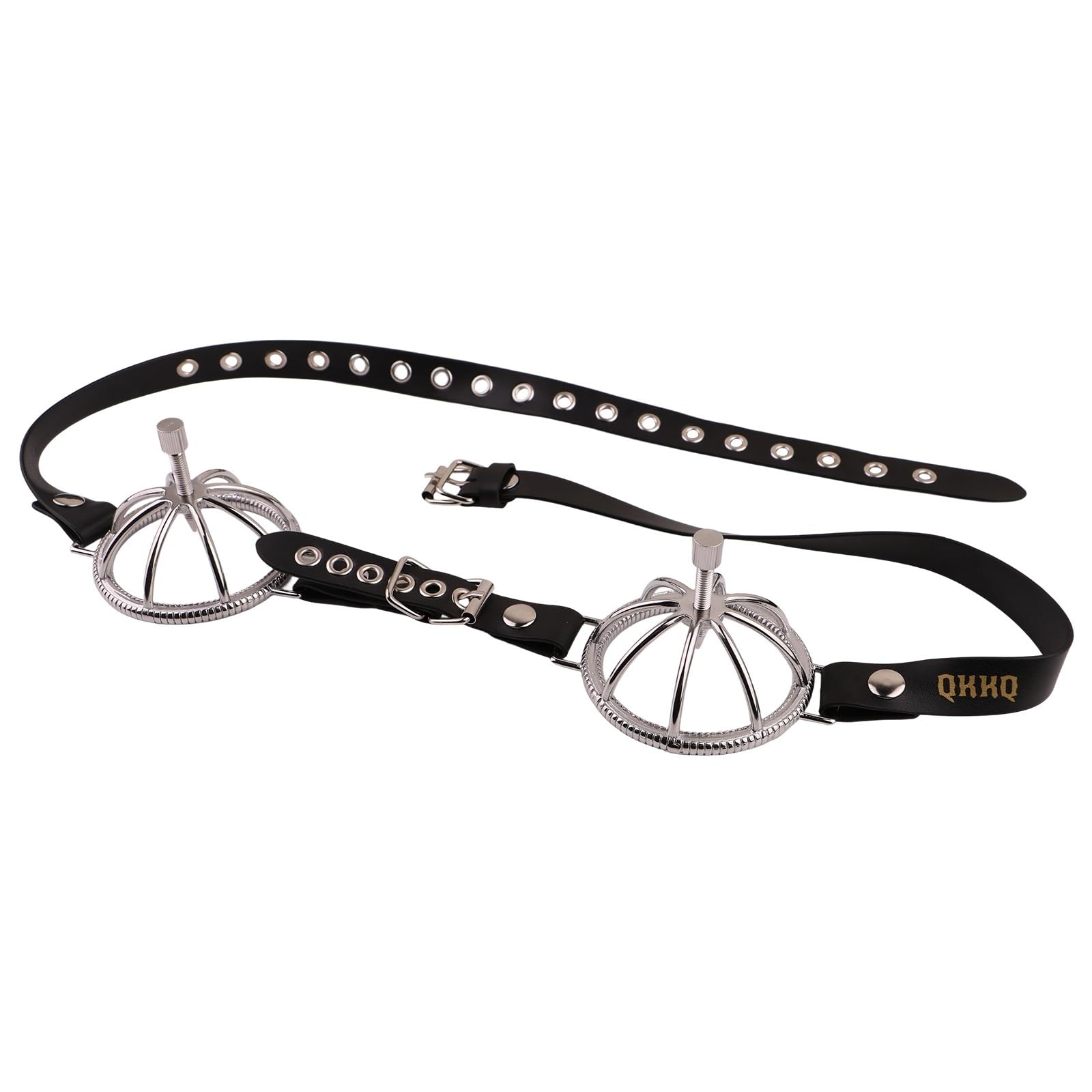 Einstellbar PU-Leder/Edelstahl Nippelklemmen Spikes Nipple Clamps, Tragbar Leicht Nippelklemmen Bondage Brustwarzenklemmen Brustwarzen-Schmuck Erotik SM Sex Spielzeug für Paare,Silber