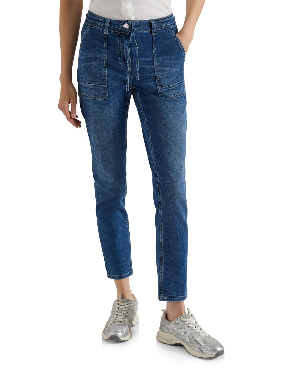 Cecil Damen Straight Leg Jeans mit Gürteldetail