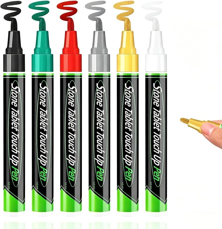 6PCS Tombstone Marker Pen Stone Touch-Up Pen for Restoring Faded Grave Inscriptions Waterproof Strong Coverage Ideal for Gravestone Lettering