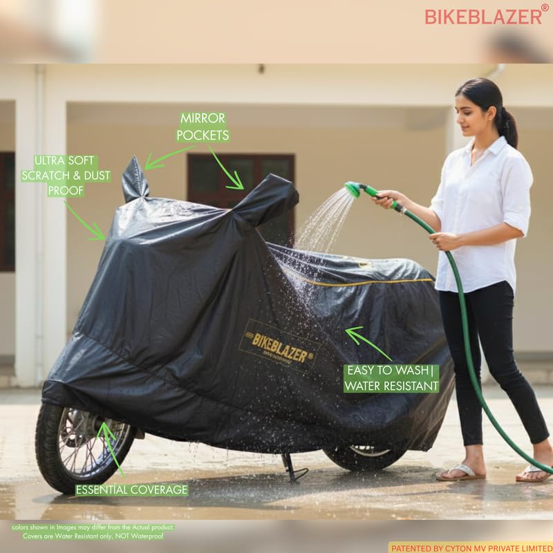 Image of BIKEBLAZER Semi-Automatic Full Body Bike Covers - Heavy Duty Device | Water Resistant | UV Safe | 100% Dust Proof | Anti-Theft & Scratch Proof Covers, Compatible with All Triumph Motorcycles AK