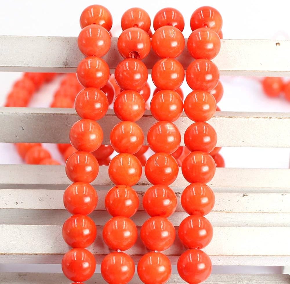 Jewelry Making Natural 2 3 4 6 8mm Round Orange Sea Bamboo Coral Gemstone Spacer Beads Strand 15" (8mm)