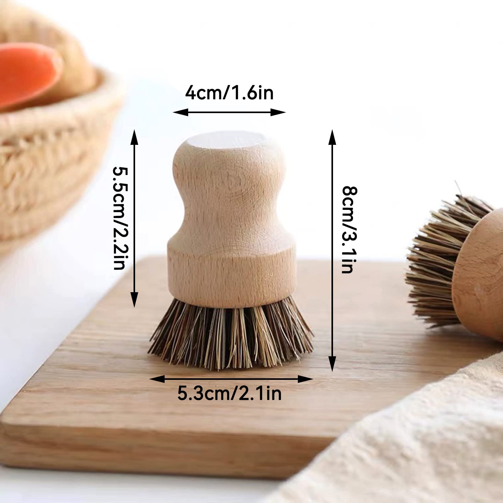 Potato Scrubber, Soft Bristles Mushroom Cleaning Brush Fruit and Vegetable Brush Scrubber Mini Dish Brush with Wooden Handle for Home Kitchen Restaurant