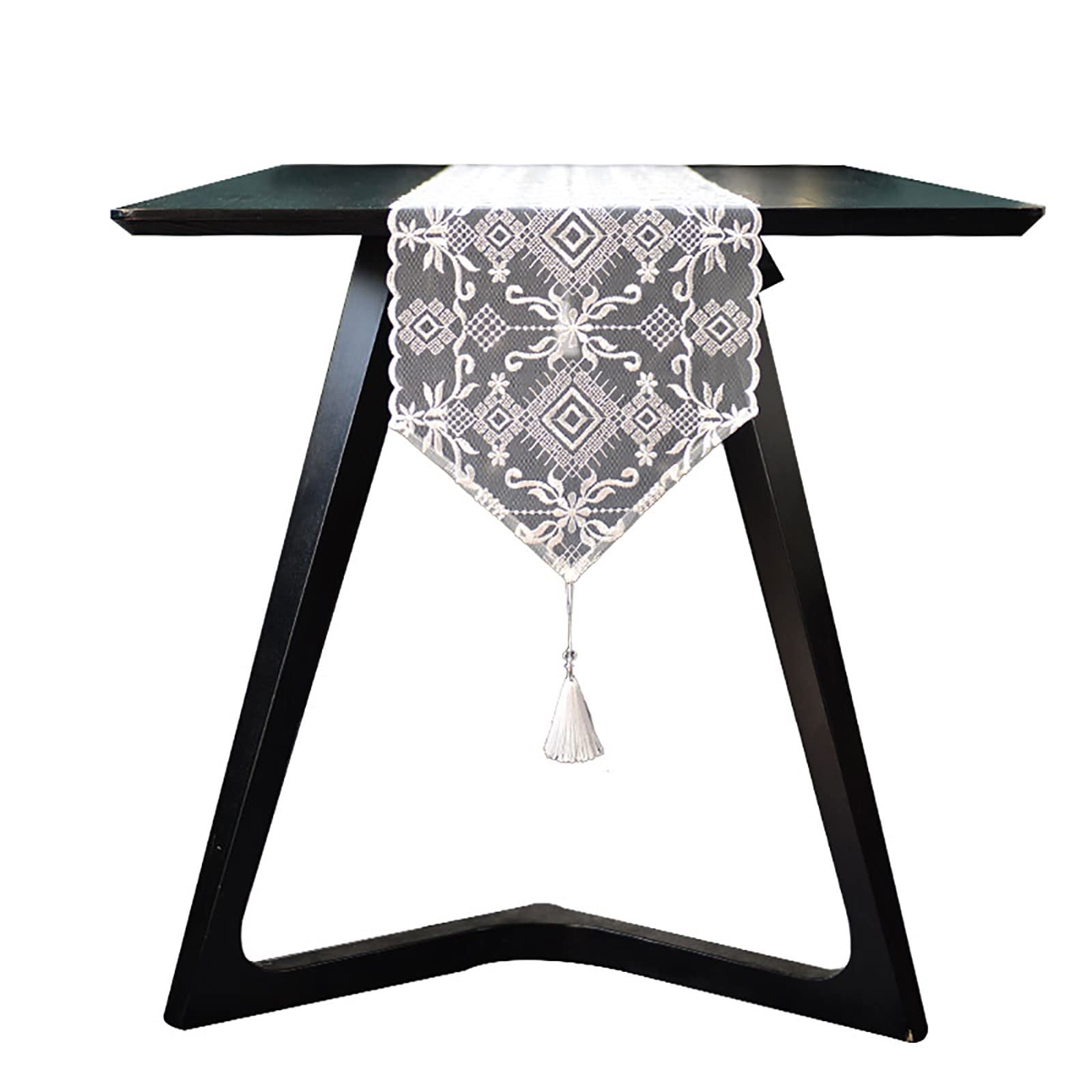 Elegante e lussuoso Runner da tavolo da ricamo da 2 pezzi for cucina, Cucina di casa, festa di Partito, Decorazioni per la casa rettangolare, runner da tavola in pizzo Regali di festa(33*90CM)