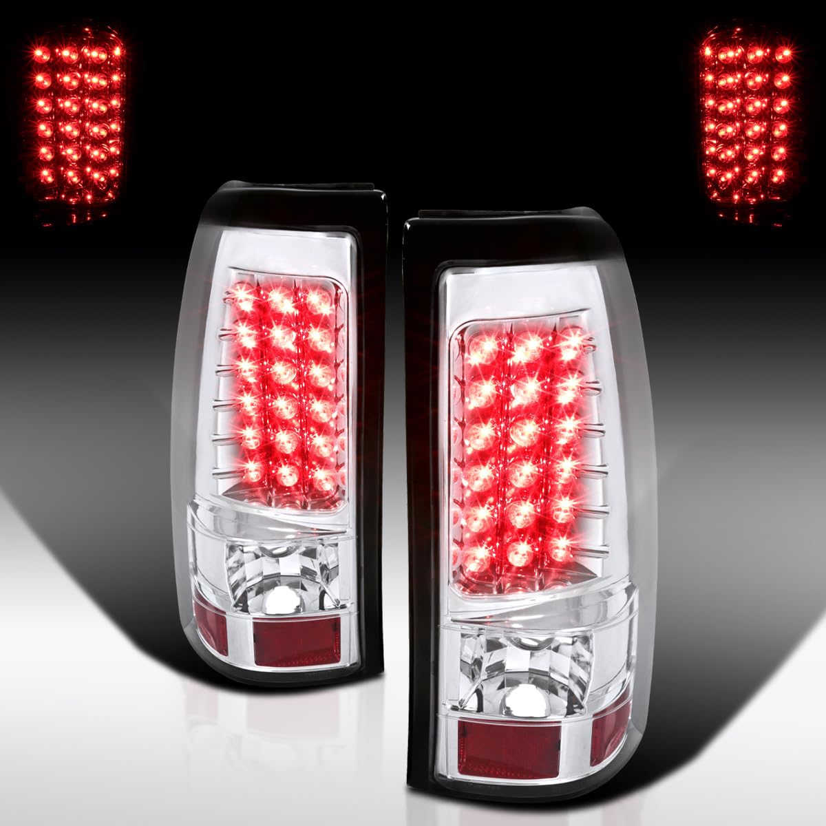 Autozensation Compatible with 1999-2002 Chevy Silverado 1500/1500HD/2500/2500HD/3500, GMC Sierra Models, Left + Right Pair Assembly, Chrome Housing