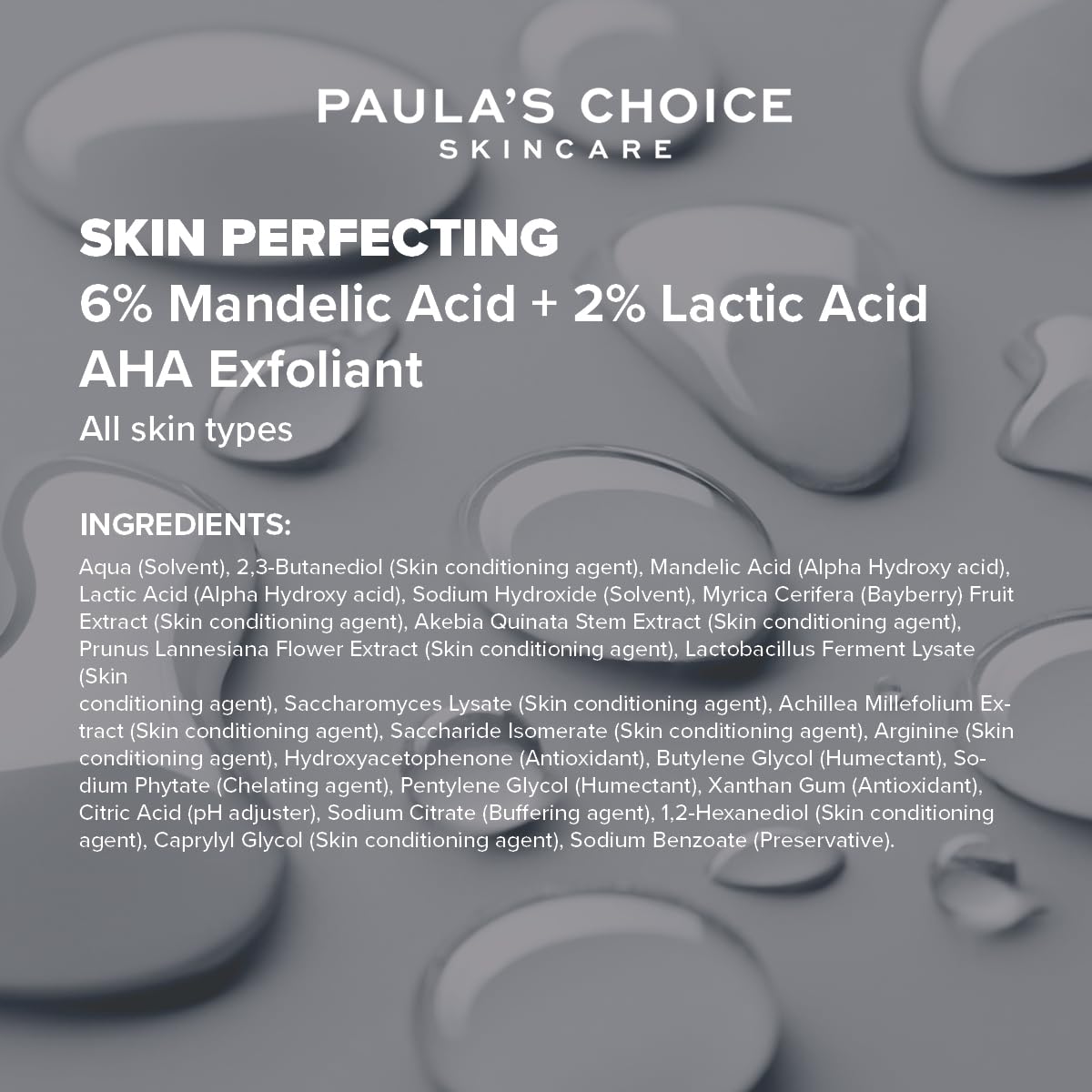 PAULA'S CHOICE SKIN PERFECTING 6% Acido Mandelico + 2% Acido Lattico AHA - Esfoliante Riduce Le Linee Sottili e le Rughe - Tutti i Tipi di Pelle - 30 ml