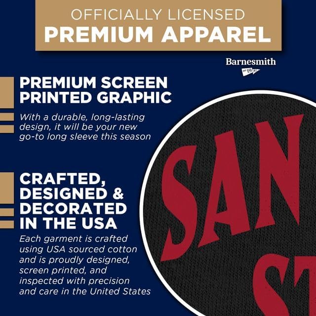 Barnesmith San Diego State University SDSU Aztecs Long Sleeve Adult Unisex T-Shirt, Classic, Black, Small - Image 4