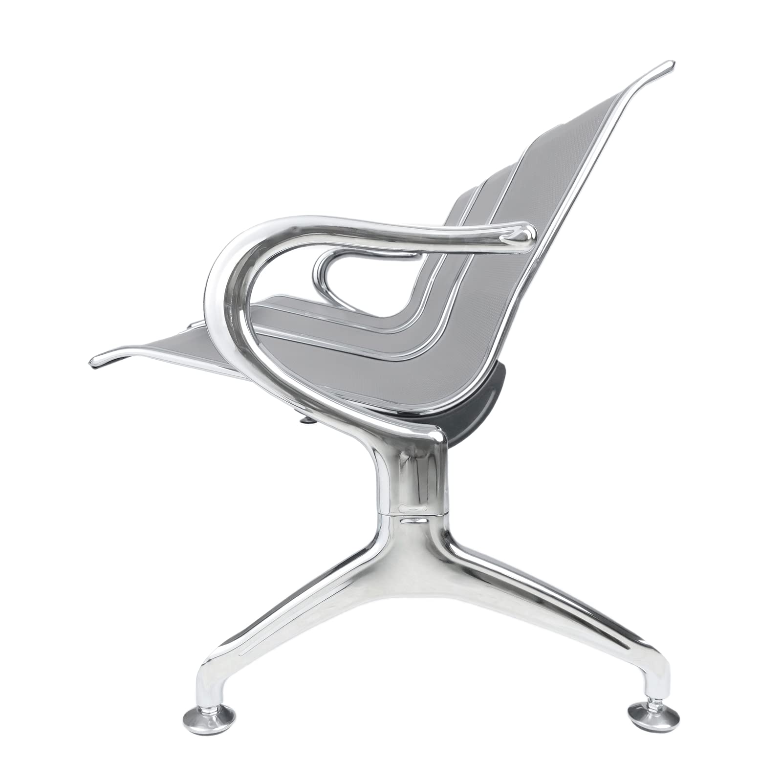 PrimeMatik - Chaises sur poutre pour salle d'attente avec 2 sièges ergonomique d'argent