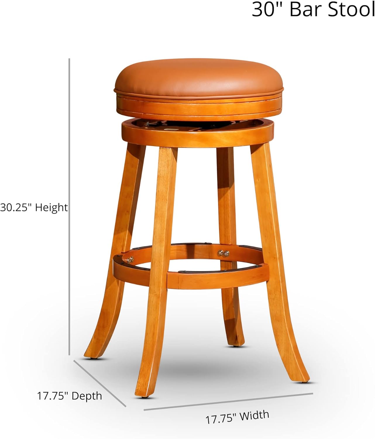 DTY Indoor Living Creede 30 Inch Bar Height Stools - Backless Swivel, Espresso Finish with Beige Fabric Seat