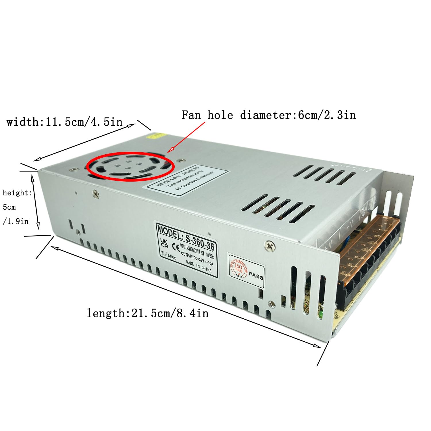 36V 10A 360W LED Lumiere Commutation adaptateur d'alimentation Commutateur de commutation Alimentation Pilote pour l'affichage LED DC36V 5A-10A 180W-360W