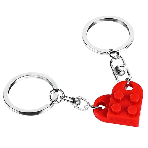 Heart Keychain Set for Couples - 2 Pcs Matching Colorful