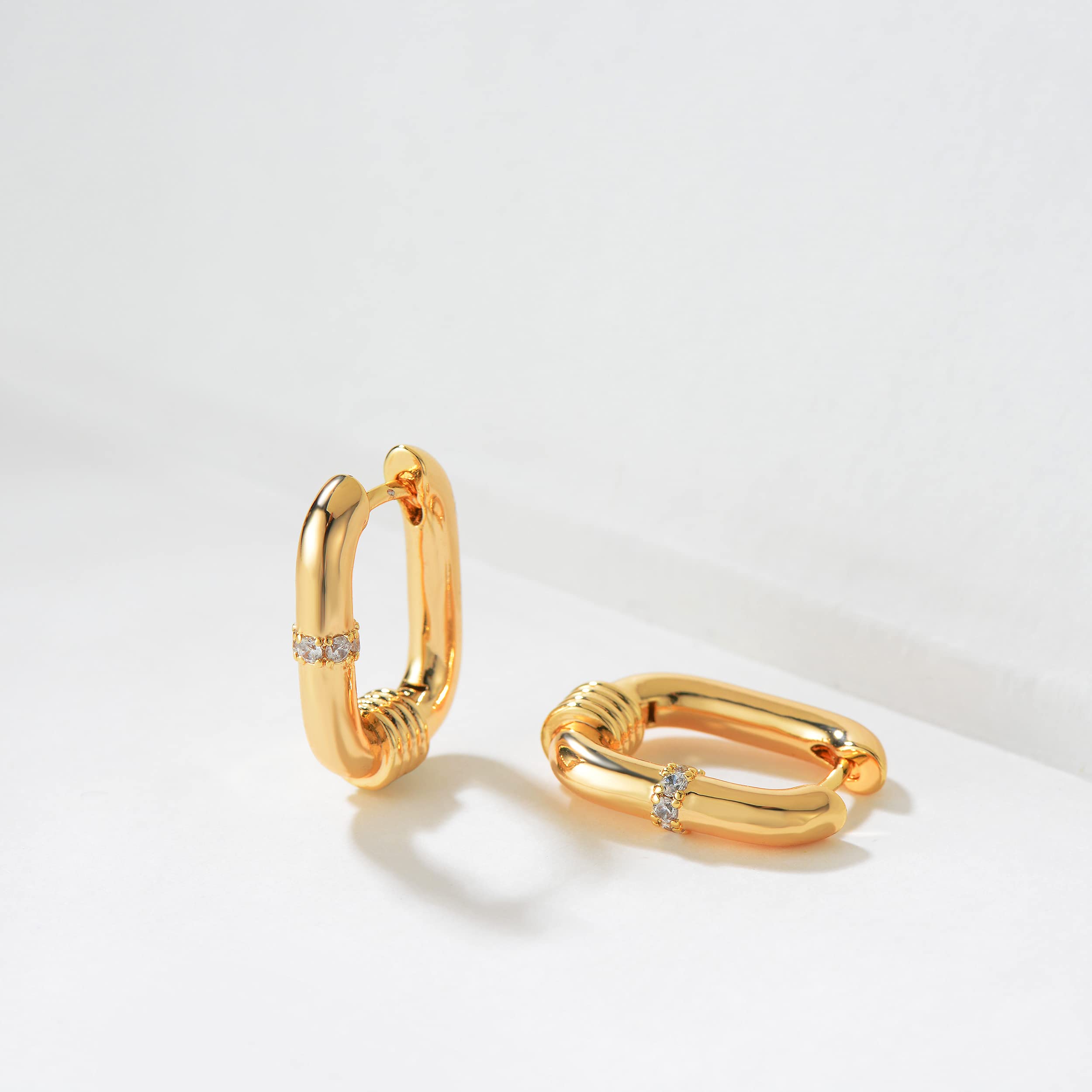 VACRONA Cubic Zirconia Huggie Earrings 14k Gold Plated Tiny Earrings Small Huggie Hoop Earrings Simple Lightweight Hoops Gift for Women