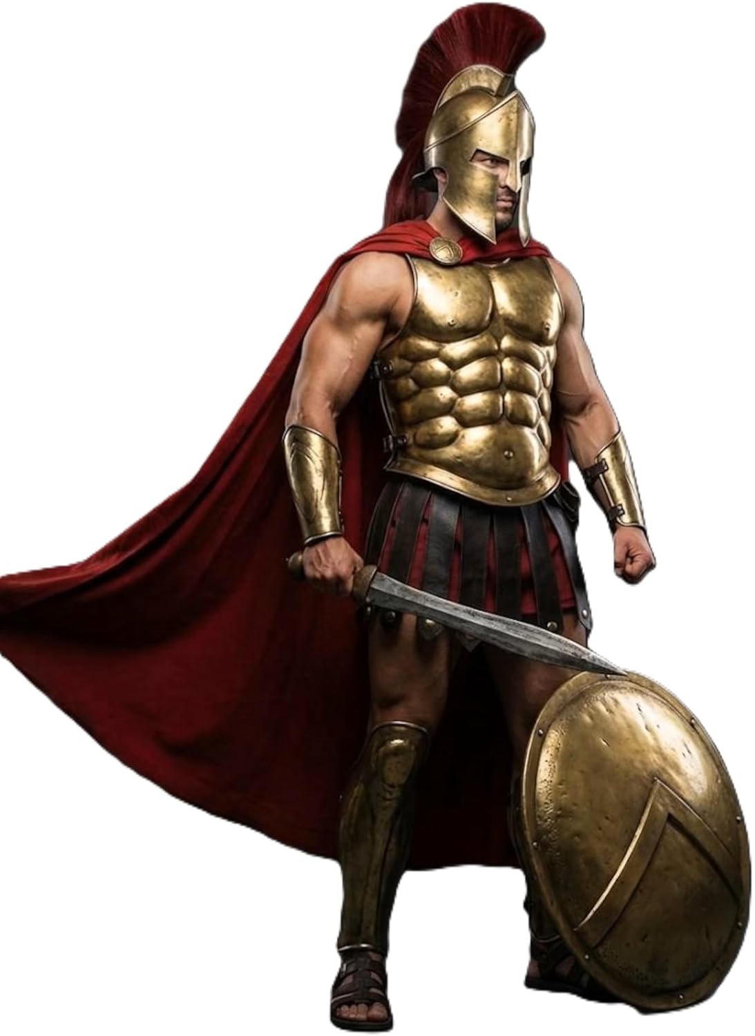 King Leonidas Battle Armor Suit- 300 Movie Greek Spartan Muscle Jacketr Reenaissance, LARP, Halloween Display Suit Of Armor