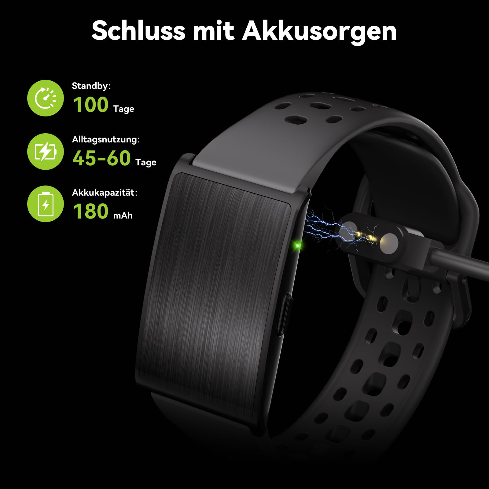 Fitness Tracker Damen Herren ohne Display, Smartband Smartwatch 24/7 Aktivitäts und Schlaftracker mit Herzfrequenz mit KI-Analyse, 60 Tage Akkulaufzeit, 170+ Sportmodi, Kein ABO erforderlich