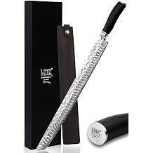 YOUSUNLONG Sakimaru Knife 15 inch380mm Ultimate Japanese Damascus Steel Fillet Knives Suitable for cutting tuna and salmon-Natural Ebony Handle With Leather Sheath