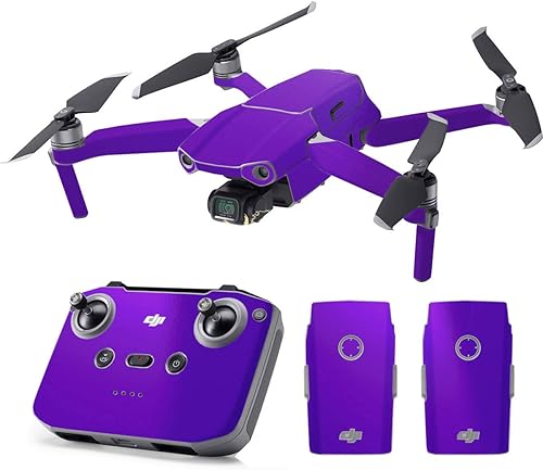 SopiGuard Skin for DJI Mavic Air 2 - Juego completo de calcomanías de vinilo de precisión + controlador + 3 fundas de batería (morado brillante)