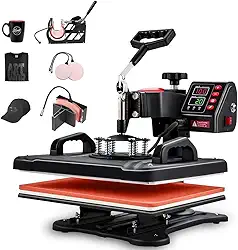 110V, 5 em 1 Prensa Termica, Maquina de Estampar Camisetas, Prensa Termica Sublimação, Sublimação, Máquinas de Prensa Térmica Transferência de Calor por para Camisetas Chapéu