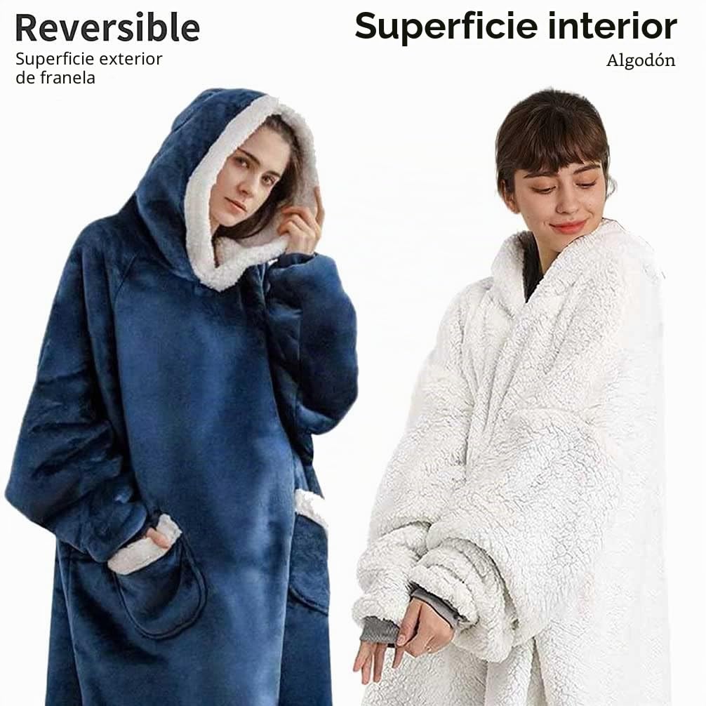 CASKIE Manta de Sudadera con Capucha de Invierno XXXL para Mujer y Hombre, Batamanta Sudadera Manta con Capucha, Blanket Hoodie de Tejido Felpa Suave con Bolsillo Frontal, Manta Bata Gigante