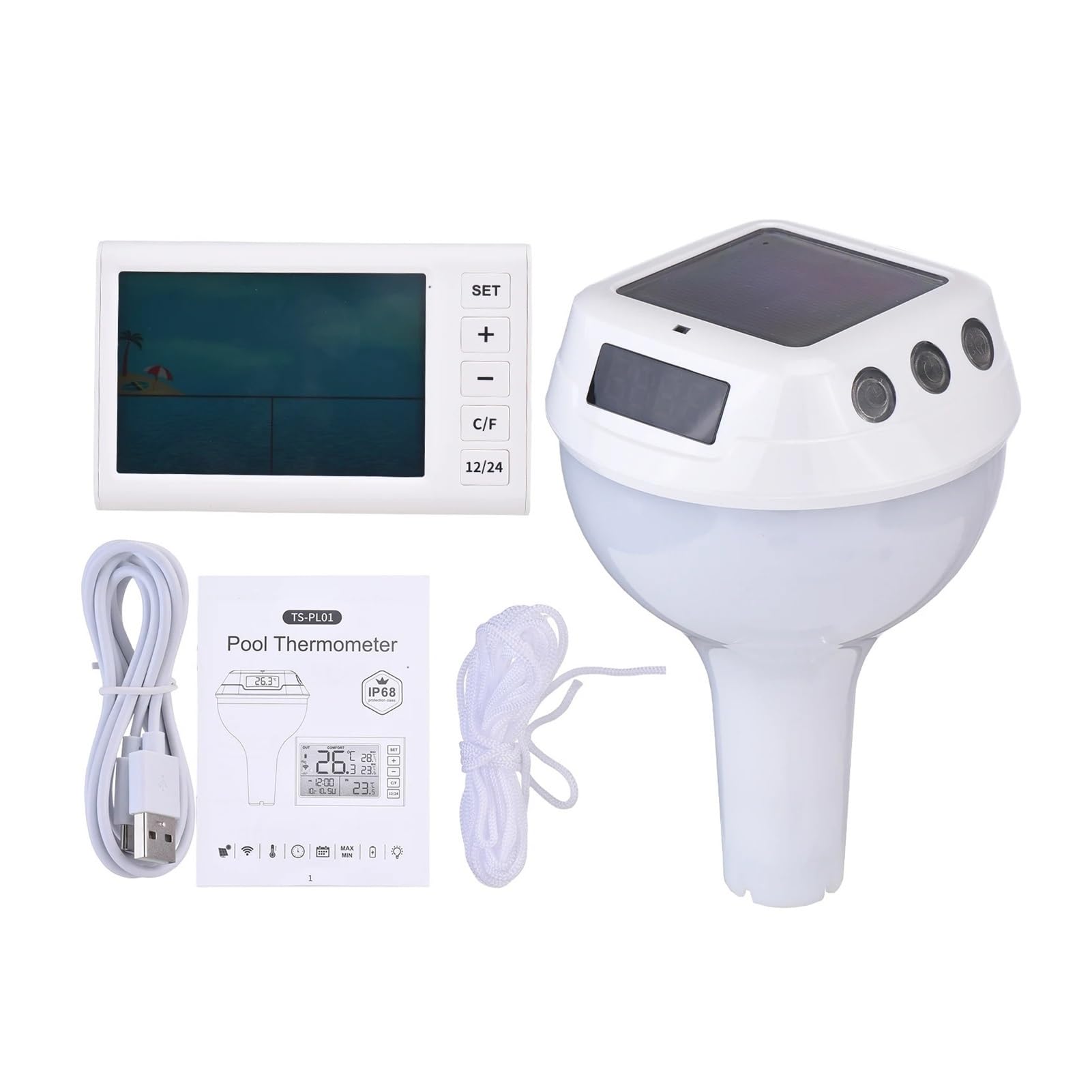 TermóMetro De Piscina Termómetro Solar For Piscina con Iluminación Ambiental RGB, Sensor De Temperatura E Indicador De Confort. FáCil De Usar