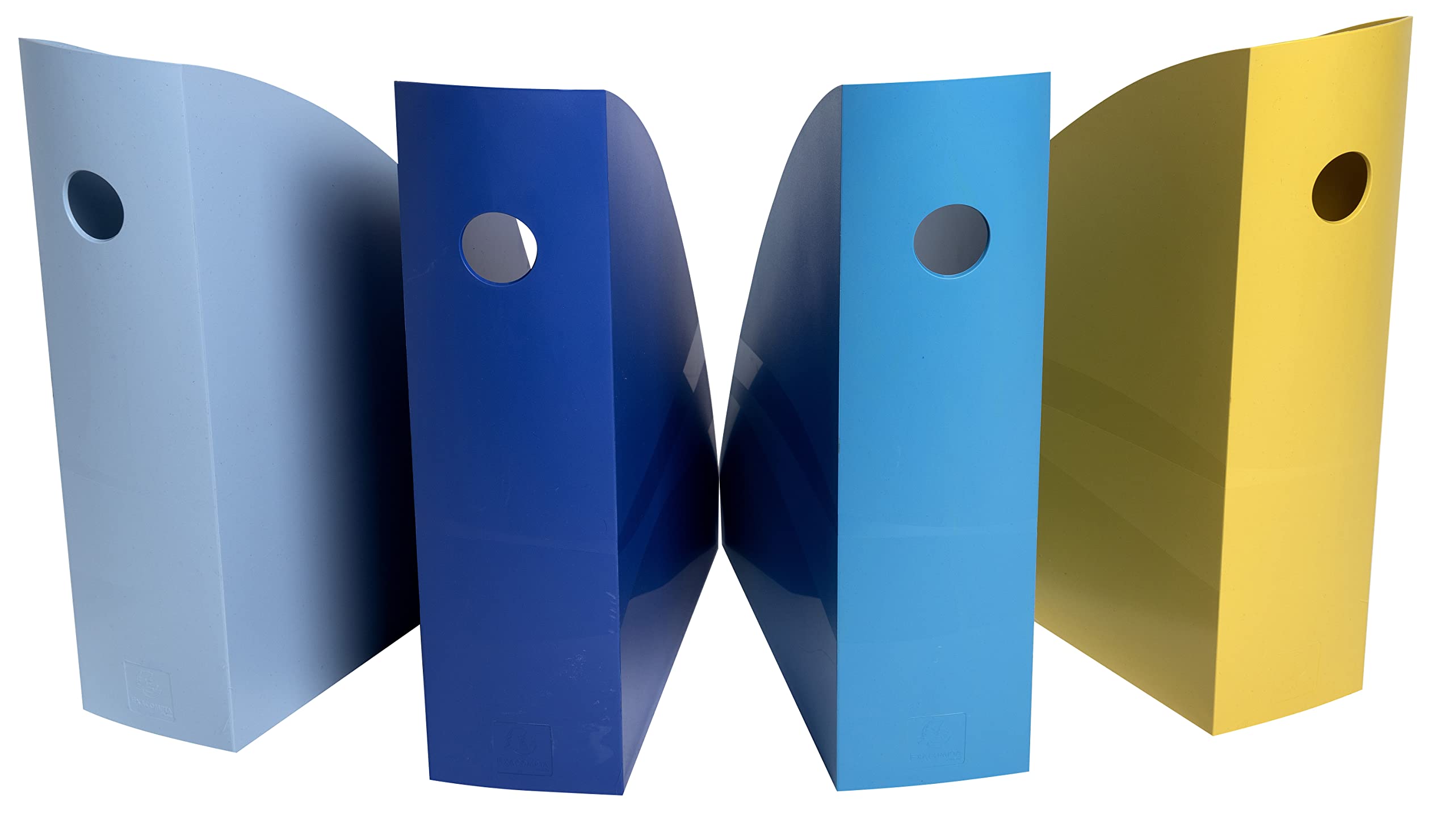 Exacompta 18202SETD 4er Pack Stehsammler Bee Blue für DIN A4+ aus Kunststoff 345 x 275 x 330 mm farbig sortiert ideal für die Ablage Ihre Dokumente Zeitschriftensammler Ringordner Aktenordner