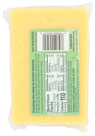 Organic Valley Raw Sharp Grass Milk Cheese, 8 Ounce (Pack of 10)