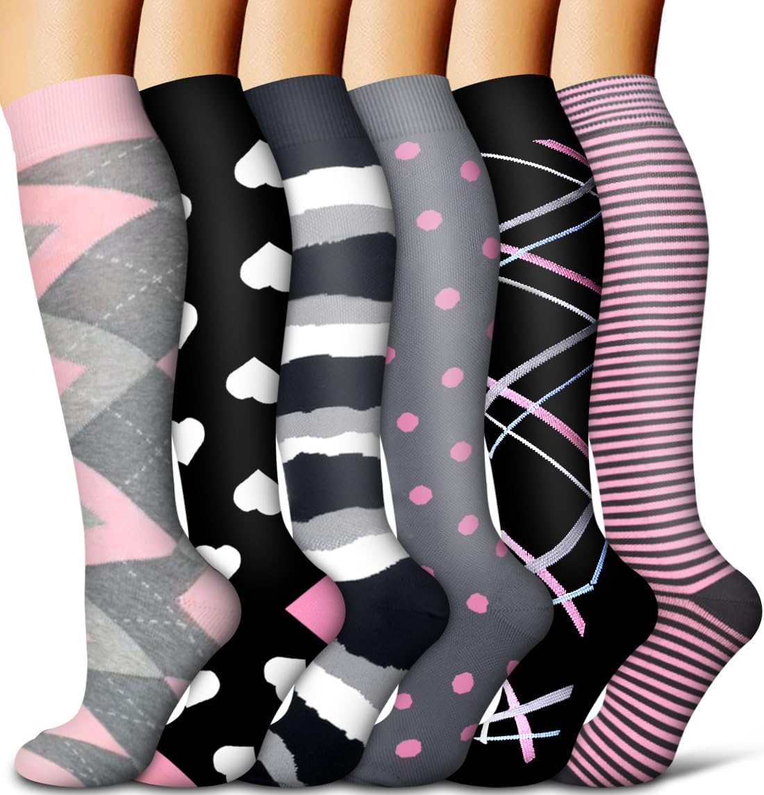 COOLOVERCopper Compression Socks for Women and Men(6 Pairs)-Best Support for Running, Athletic, Travel