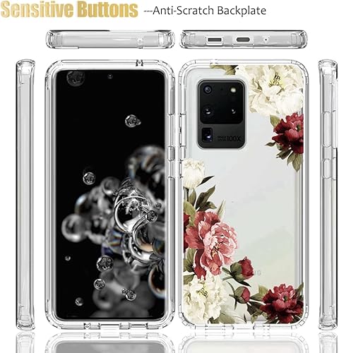 Miniatura 5 de Funda para Galaxy S20 Ultra 5G SM-G988U con protector de pantalla de vidrio templado, cuerpo completo, a prueba de golpes, lindo patrón floral
